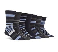 Spairs Homme Chaussettes, Mélange de coton, À motifs & Rayures Dessins, Doux, Respirant, Confortable, Longueur de l'équipage, Valeur Multipack de 7 Paires, Taille 39-45 Rayures Marine/Bleu