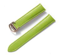 SPAKAMTZTK Bouettage en cuir souple Solid Tabouche de remplacement en solo London Foldover fermoir 14 mm 16 mm 18 mm 20 mm Accessoires de montre compatibles for Cartier bracelet de montre(Apple green
