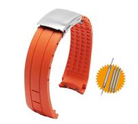 SPAKAMTZTK Caoutchouc Arc Compatible For Citoyen Compatible For Sky Eagle Compatible For Helmsman M005 Bracelet De Sangle En Silicone Bleu Noir For Outils 22 23 Mm bracelet de montre(Orange-silver,22m