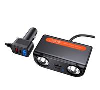 SPAKAMTZTK Chargeur de voiture 9 en 1 228 W, adaptateur secteur indépendant, prise allume-cigare CC, PD, 3 prises, répartiteur briquet(A-120W)