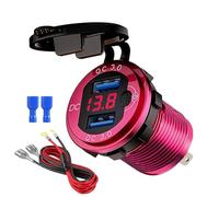 SPAKAMTZTK Chargeur de voiture double USB QC3.0 en aluminium for bouton commutation et affichage LED la tension for voitures, bateaux motos 12 V/24 V briquet(H)