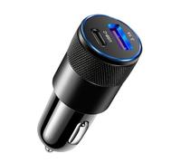 SPAKAMTZTK Chargeur de voiture mini USB type C for 2 ports, adaptateur secteur for téléphone, compatible for Xiaomi for Samsung, prise allume-cigare briquet(Noir)