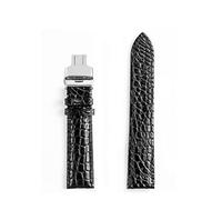 SPAKAMTZTK Sangle de montre Crocodile double face for hommes/femmes STRACTES DE CROCODILLE STRACTES CUIR CASSIC CLASSIQUE BANDES DE MONTRATIONS PEFECT MEN CADEAU bracelet de montre(B sliver butterfl