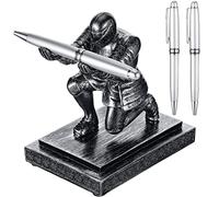 Spakon Knight - Porte-stylos en résine avec 2 stylos et accessoires amusants - Gadgets de bureau - Décoration de bureau cool pour homme, fournitures de bureau à domicile, cadeau de vacances