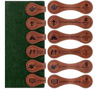 Spakon Lot de 6 marque-pages magnétiques chrétiens avec verset de la Bible religieux en cuir pour collègue, dimanche, école, enseignant, infirmière, pasteur, épouse, amoureuse de la lecture (marron