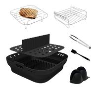 Spalivivre Accessoires pour Friteuse à Air Chaud, Accessoires Airfryer pour Cosori 5,5 L-6,4 L, Ninja 6,2 L, 8 Accessoire Airfryer Dont Séparateur, Broche et Grille, Gants en Silicone