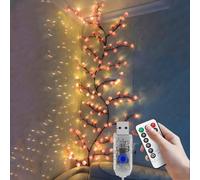 Spalivivre Décoration murale Fleurs de cerisier Willow Vine, chaîne lumineuse Willow Vine avec télécommande, 8 modes, minuterie alimentée par USB, 144 LED, fleurs de cerisier, lumières de branches