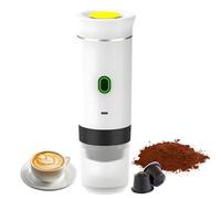 Spalivivre Machine à café portable 3 en 1, machine à café expresso compatible avec petites grandes capsules, caffe moulue, sans fil et auto-chauffante, pour voyage, voiture, bureau (blanc)