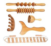 Spalivivre Maderotherapie Kit Complet Cellulite 6 Pièces, Kit Professionnel Maderothérapie Corps, Outils de Massage Wood Therapy pour le Ventre, Les Jambes et Les Fesses