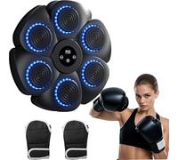 Spalivivre Music Boxing Machine, Machine de boxe musicale avec gants de boxe, montable à mur, LED Musique Bluetooth Boxe Entraînement 9 modes E 18 vitesses, pour maison et salle de sport