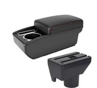 SPAMFAFGHQ Accoudoir Central Pour Toyota Pour Yaris Pour Vitz Pour Vios 2011 2012 2013 2014 2015 2016 2017 Boîte De Rangement Centrale(A1 Noir rouge SANS USB)