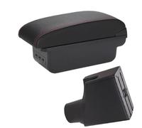 SPAMFAFGHQ Boîte D'accoudoir Central Pour Toyota Pour Yaris Hybride 2015 2016 2017-2023 Boîte De Rangement Central Accoudoir Auto(B1 Noir rouge 3USB)