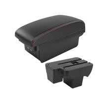 SPAMFAFGHQ Boîte D'Accoudoir Central Pour VW Pour Polo 2020-2024 Accessoire Auto Rétrofit Boîte De Rangement Pièces Rétrofit(B1 Noir rouge 3USB)