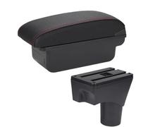 SPAMFAFGHQ Pour N&issan Pour Sunny Boîte D'accoudoir Pour N&issan Pour March Pour Micra K13 2010-2022 Accoudoir De Voiture Boîte D'accoudoir Central(C1 Noir rouge PAS d'USB)