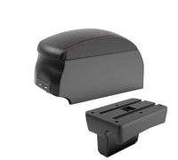 SPAMFAFGHQ Pour Peugeot 307 Boîte À Accoudoir Pour Voiture Boîte De Rangement Central Intérieur Retrofit Chargeur USB Accessoires Auto(B1 Black Red double)