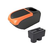 SPAMFAFGHQ Pour Venucia D50 Boîte D'accoudoir Voiture Pièces Retrofit Boîte De Rangement Bras Accessoires Auto Pièce Retrofit(B2 Orange frame 6USB)