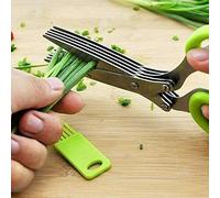 span Couteaux de cuisine multifonctions en acier inoxydable, 5 couches, ciseaux pour couper les herbes et les épices