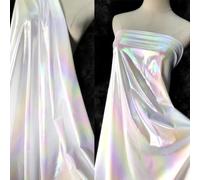 Spandex hologramme de 0,9 m, tissu extensible en feuille métallique, élasthanne extensible dans les 4 sens, blanc-1 lame, 99,1 x 150 cm