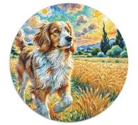 Spaniel Bretagne 1000 Pièces Puzzle Circulaire Animal de Compagnie Chien Puzzle Adulte pour Enfants Jeu Cadeau Unique Jeu D'Intelligence Cadeaux 1000pcs (67.5x67.5cm)