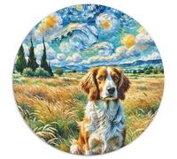 Spaniel Bretagne 1000 Pièces Puzzle Circulaire Animal de Compagnie Chien Puzzle Adulte pour Enfants Jeu Cadeau Unique Jeu D'Intelligence Cadeaux 1000pcs (67.5x67.5cm)