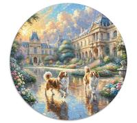 Spaniel Bretagne 1000 Pièces Puzzle Circulaire Animal de Compagnie Chien Puzzle Adulte pour Enfants Jeu Cadeau Unique Jeu D'Intelligence Cadeaux 1000pcs (67.5x67.5cm)