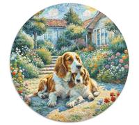 Spaniel Bretagne 1000 Pièces Puzzle Circulaire Animal de Compagnie Chien Puzzles Classiques Jeu Cadeau Unique Jeu D'Intelligence Décoration pour Enfants Cadeau 1000pcs (67.5x67.5cm)