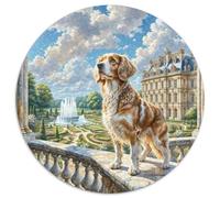 Spaniel Bretagne 1000 Pièces Puzzle Circulaire Animal de Compagnie Chien Puzzles Classiques Jeu Cadeau Unique Difficile Impossiblepour Adultes Décoration pour Enfants Cadeau 1000pcs (67.5x67.5cm)