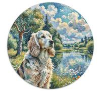 Spaniel Bretagne 1000 Pièces Puzzle Circulaire Animal de Compagnie Chien Puzzles Classiques Jeu Cadeau Unique Difficile Impossiblepour Adultes Cadeaux 1000pcs (67.5x67.5cm)
