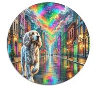 Spaniel Bretagne 1000 Pièces Puzzle Circulaire Animal de Compagnie Chien Puzzles Classiques Jeu Cadeau Unique Jeu D'Intelligence Cadeaux 1000pcs (67.5x67.5cm)