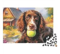 Spaniel Springer 1000 Pièces Puzzle Unique Belle Décoration Familiale Spaniel avec Boule Verte Puzzles Jouets De Jeu pour La Famille 38x26cm/1000pcs