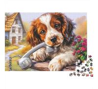 Spaniel Springer 1000 Pièces Puzzle Unique Décoration Moderne Spaniel Fleurs de téléphone Puzzle Jouets De Jeu pour La Famille 38x26cm/1000pcs