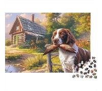 Spaniel Springer Puzzle 1000 Pièces Energetic Spotted Alert Spaniel Springers Puzzle Décoratif À Découpe Précise, Jeu Calme Et Challenge pour Adultes Et Enfants 38x26cm/1000pcs