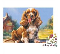 Spaniel Springer Puzzle 1000 Pièces Energetic Spotted Alert Spaniel Springers Puzzle Décoratif en Carton, Jeu Relaxant Et Challenge pour Adultes Et Enfants 70x50cm/1000pcs