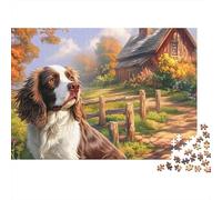 Spaniel Springer Puzzle 1000 Pièces Energetic Spotted Alert Spaniel Springers Puzzle Décoratif pour Mur, Jeu Relaxant Et Challenge pour Adultes Et Enfants 52x38cm/1000pcs