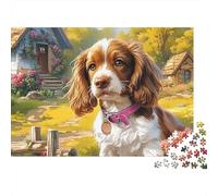 Spaniel Springer Puzzle 1000 Pièces Energetic Spotted Alert Spaniel Springers Puzzle en Papier Écologique Et Précis, Jeu Relaxant Et Stimulant pour Adultes Et Famille 38x26cm/1000pcs