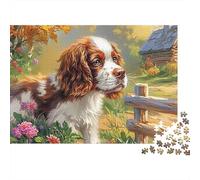 Spaniel Springer Puzzle 1000 Pièces Energetic Spotted Alert Spaniel Springers, Puzzle Relaxant Et Décoratif pour Adultes Et Moments en Famille 52x38cm/1000pcs