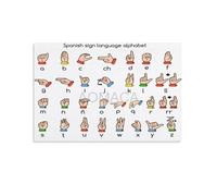 Spanish Alphabet Learning Poster with ASL - Kids Wall Art for Bedroom, Baby Sign Language Chart, Educational Decor for Toddlers and Classroom(Framed,12x18inch(30x45cm))