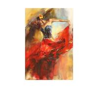Spanish Beauty Poster Imprime la danseuse de flamenco Abstrait Toile Peinture à l'huile de danse fille Fille Moderne Mur Art Image for la décoration de la maison(Color:A,Size:50x75cm no frame)