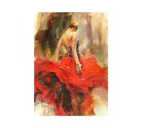 Spanish Beauty Poster Imprime la danseuse de flamenco Abstrait Toile Peinture à l'huile de danse fille Fille Moderne Mur Art Image for la décoration de la maison(Color:B,Size:30X45cm no frame)