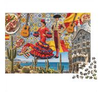 Spanish Flamenco Puzzle for Adults 1000Pc Recyclable Gaudi Architecture Senior Puzzles Impossible, Dur et Difficile Stimulant Soulage la démence sénile Activity 70x50cm/1000pcs