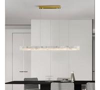Spanish Marble LED Linear Pendant Light Dimmable Modern Gold Lighting Fixture for Dining Room Adjustable Hanging Ceiling Light for Kitchen Island and Living Room