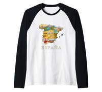 Spanish Roots Carte Souvenir de Barcelone Madrid Séville Espagne Manche Raglan