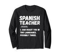 Spanish Teacher Definition - Funny Bilingual Educator Tee Manche Longue