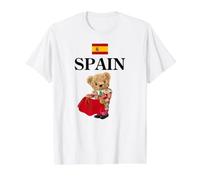 Spanish Teddy Bear Bull Fighter, Spain Illustration Graphic T-Shirt Graphique avec Valeur, Homme, Blanc, M