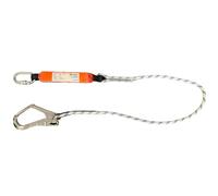 Spanset Corde anti-chute 2 m avec absorbeur d'énergie à arracher, mousqueton en acier et crochet d'échafaudage conforme à la norme EN355.