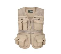 Spanye Gilet de pêche pour homme - Veste de travail tactique multi-poches, Style 01 Beige, X-Large