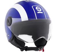 Sparco Riders Sp601 Moto Scooter Homologué ECE 22.06, Casque Demi-Jet avec Visière Anti-Rayures et Déclenchement Micrométrique Mixte, Bleu/Blanc, S