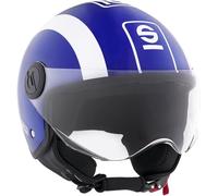 Sparco Casque de Moto Demi-Jet Bleu et Blanc avec Coque en ABS Taille XS