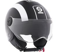 Sparco Casque de Moto Demi-Jet Noir et Blanc avec Coque en ABS Taille XS