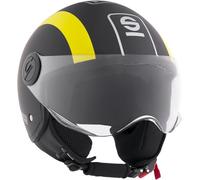 Sparco Casque de Moto Demi-Jet Noir et Jaune avec Coque en ABS Taille L